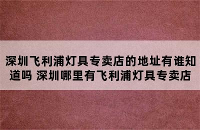 深圳飞利浦灯具专卖店的地址有谁知道吗 深圳哪里有飞利浦灯具专卖店